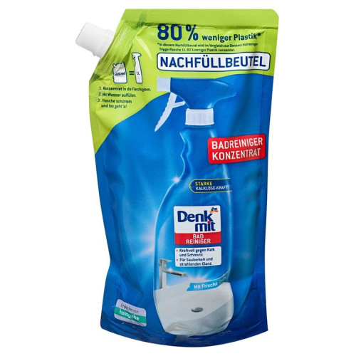 Концентрований миючий засіб для чищення ванної кімнати в практичній упаковці Denkmit Badreiniger 500 мл Концентрований миючий засіб для чищення ванної кімнати в практичній упаковці Denkmit Badreiniger 500 мл